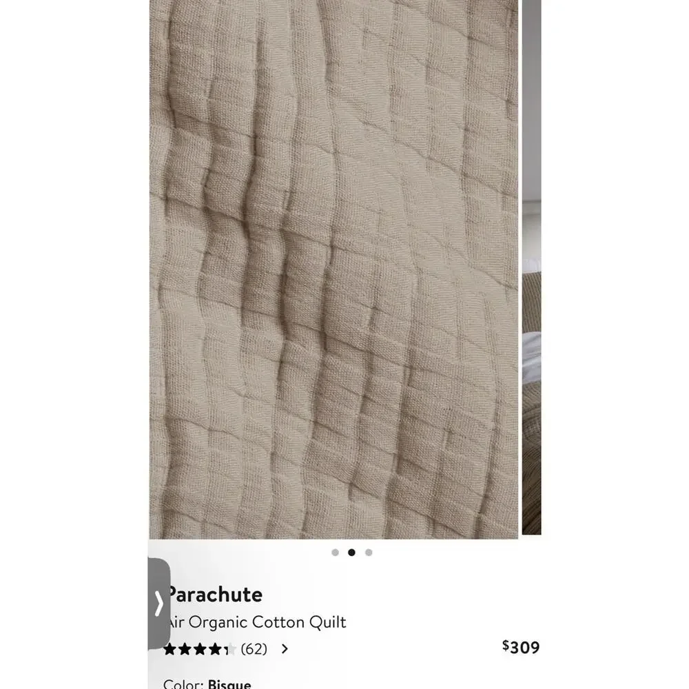 Parachute Air Organic Cotton Quilt King/cal King Bisque NEW $309